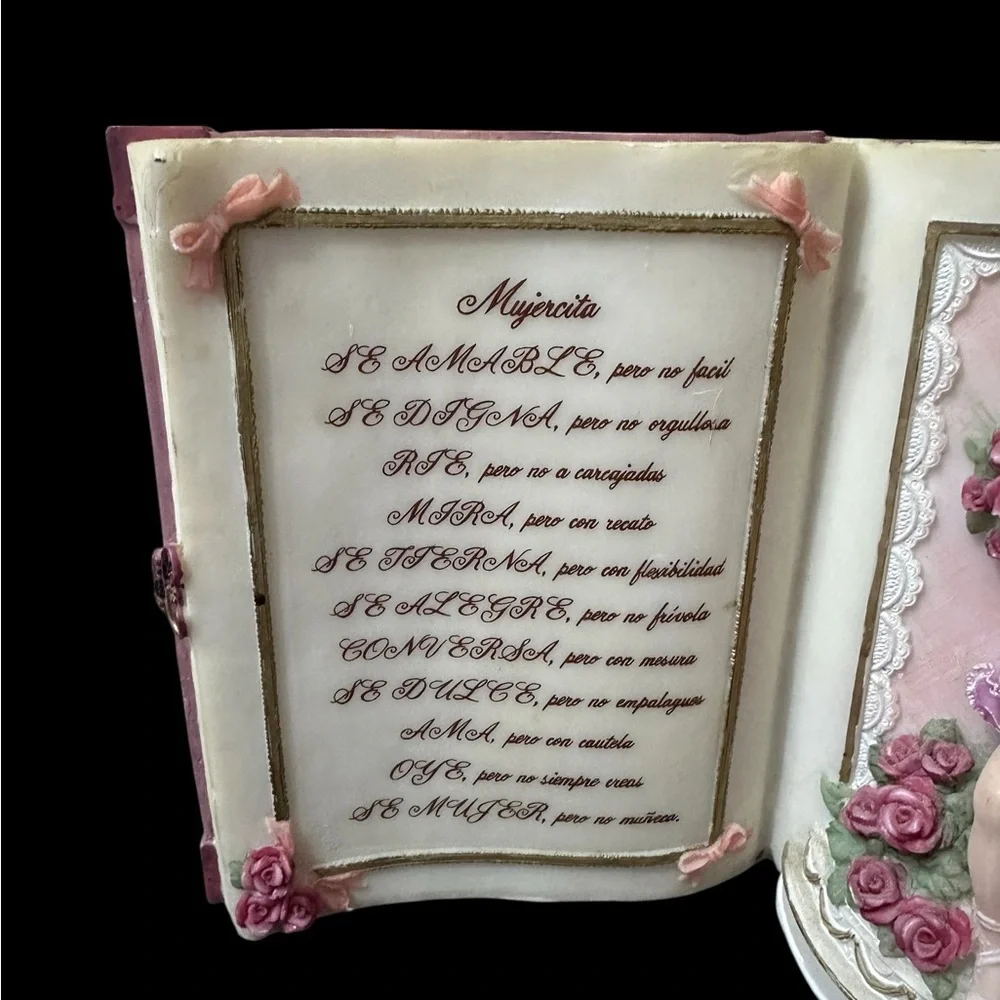 Montefiori Collection Porcelain Ballerina Book Figurine Vintage Pink Decor, Poem